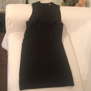 Dark Gray mockneck shift dress.